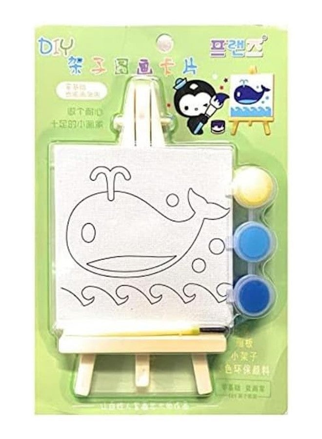 Tera13 TERA 13 Return Gifts for Kids (2 pcs) DIY Samll Painting Kit with Three Colors One Brush for Art & Craft Combo Set Mini Canvas Painting Kit Easel Stand, Painting Canvas Board Random Design - Image 2